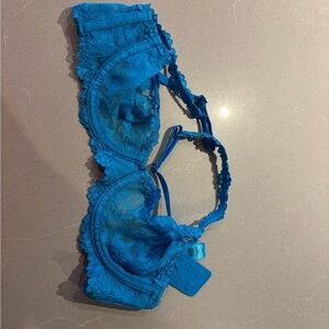 SKIMS Bright Blue Lace Bra